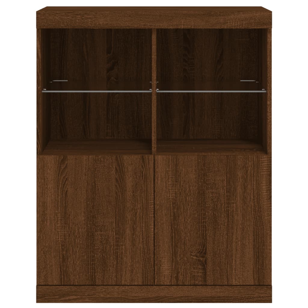 Credenza con Luci LED Rovere Marrone 81x37x100 cm - homemem39