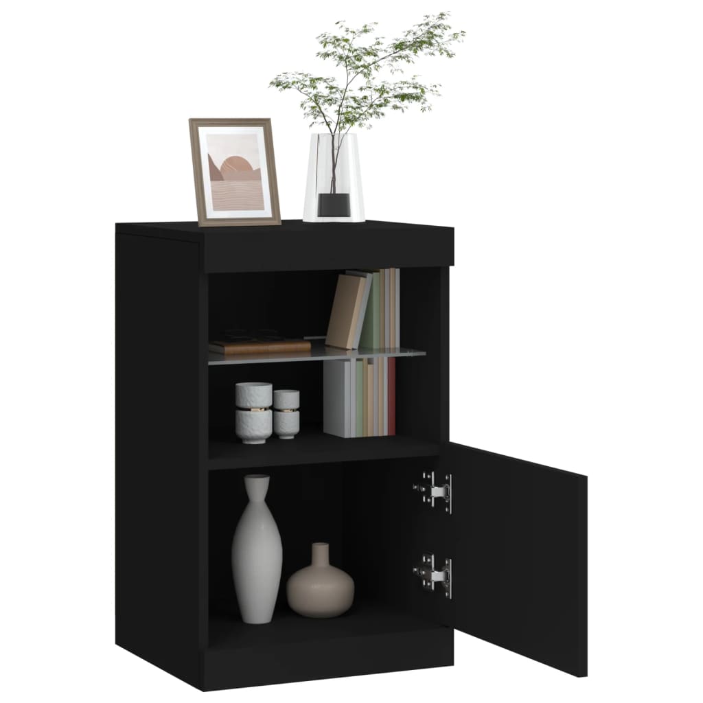 Credenza con Luci LED Nera 41x37x67 cm - homemem39