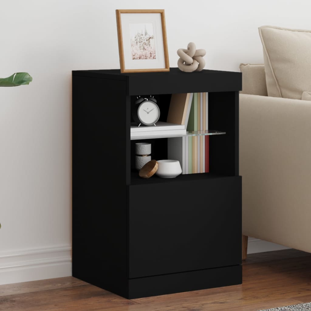 Credenza con Luci LED Nera 41x37x67 cm - homemem39