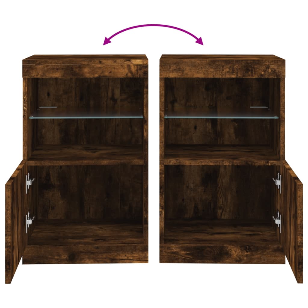 Credenza con Luci LED Rovere Fumo 41x37x67 cm - homemem39