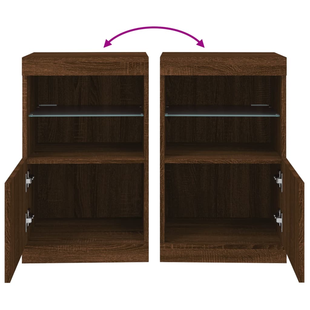 Credenza con Luci LED Rovere Marrone 41x37x67 cm - homemem39