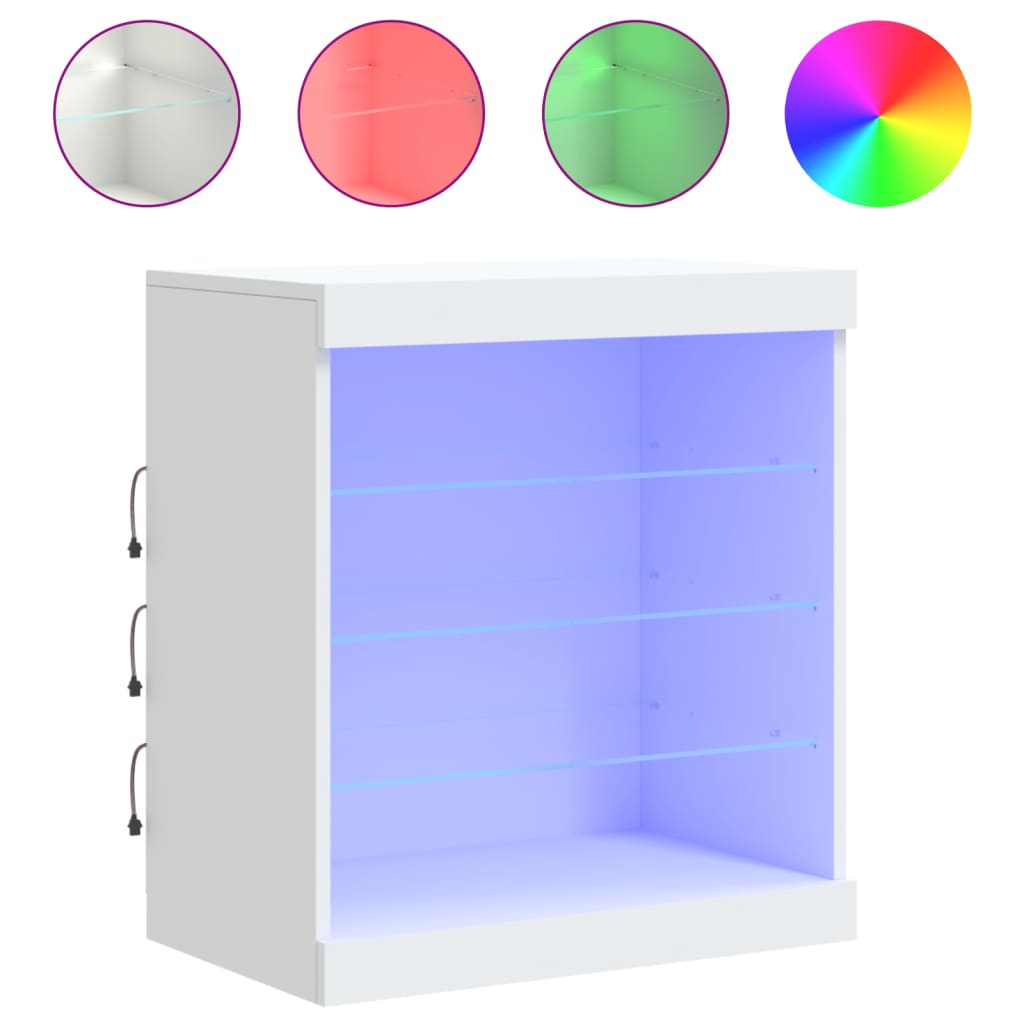 Credenza con Luci LED Bianca 60,5x37x67 cm - homemem39