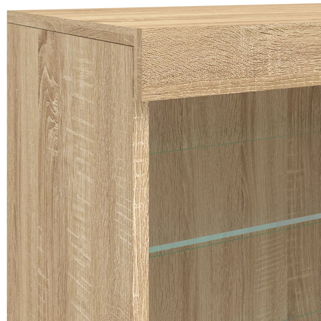 Credenza con Luci LED Rovere Sonoma 60,5x37x67 cm - homemem39