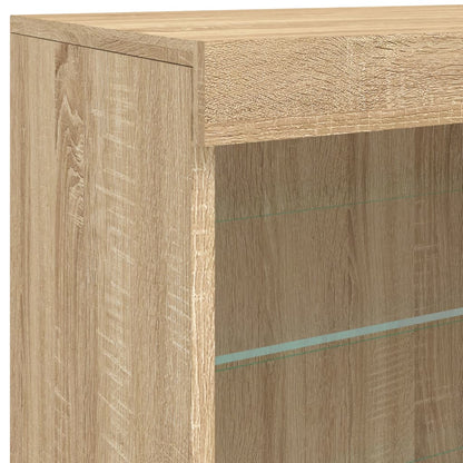 Credenza con Luci LED Rovere Sonoma 60,5x37x67 cm - homemem39