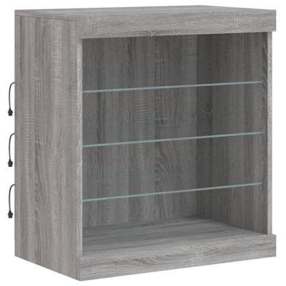 Credenza con Luci LED Grigio Sonoma 60,5x37x67 cm - homemem39