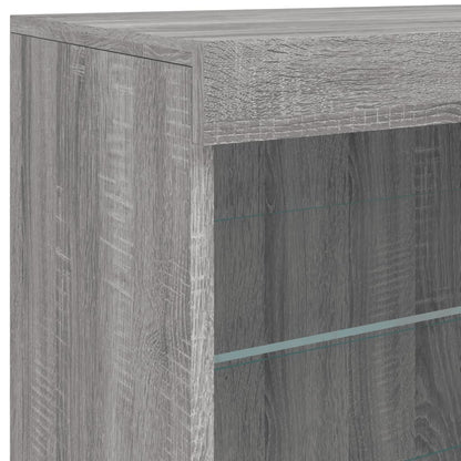 Credenza con Luci LED Grigio Sonoma 60,5x37x67 cm - homemem39