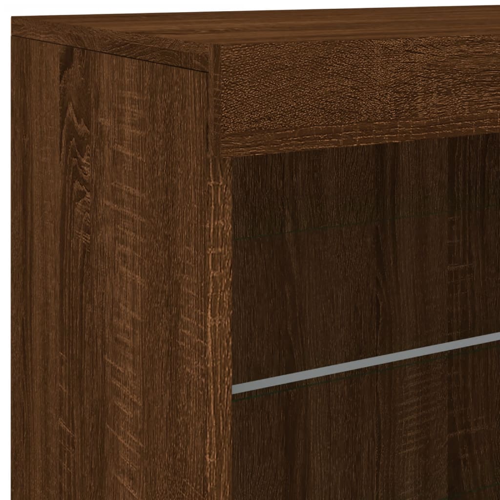 Credenza con Luci LED Rovere Marrone 60,5x37x67 cm - homemem39