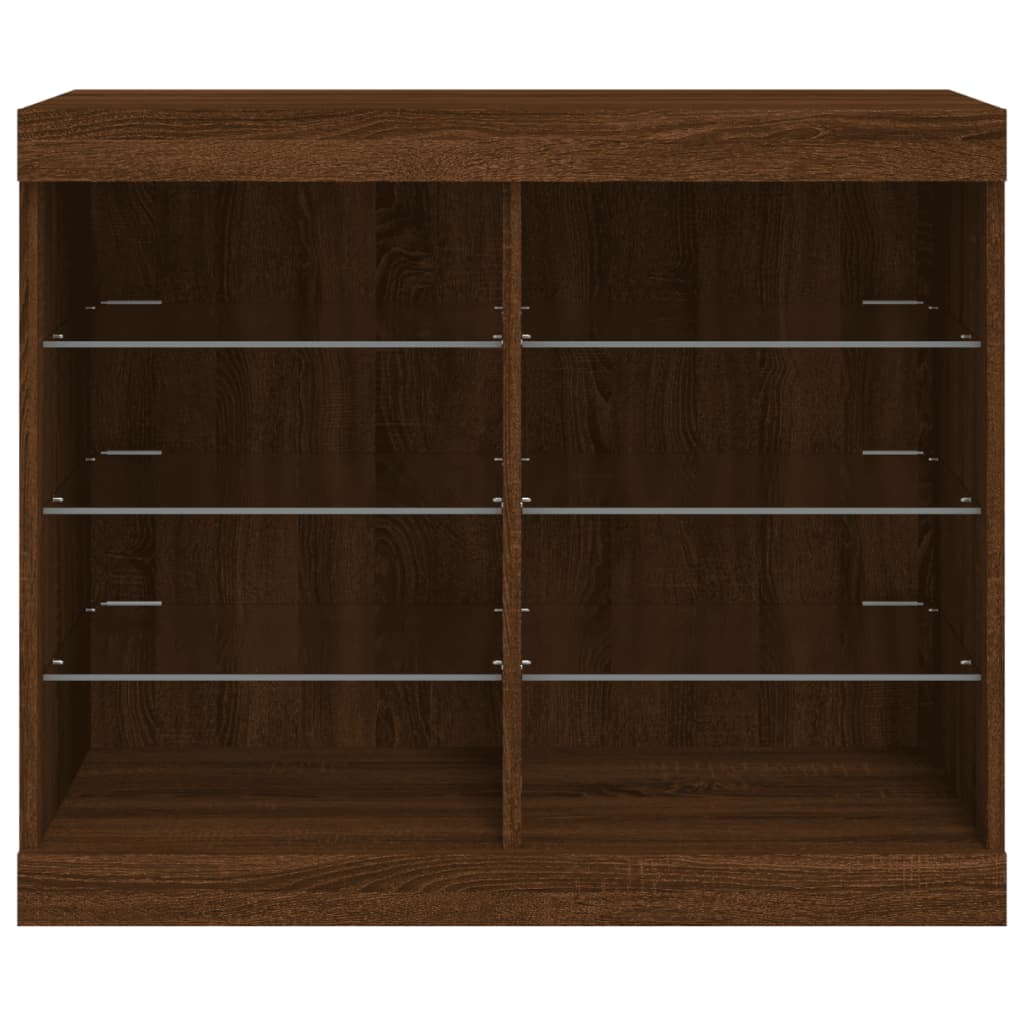 Credenza con Luci LED Rovere Marrone 81x37x67 cm