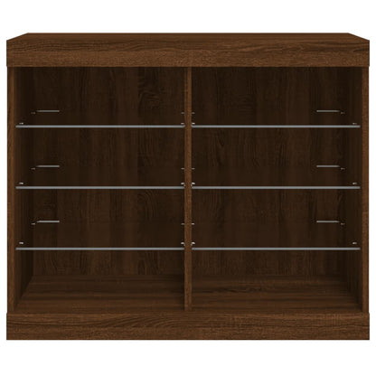 Credenza con Luci LED Rovere Marrone 81x37x67 cm