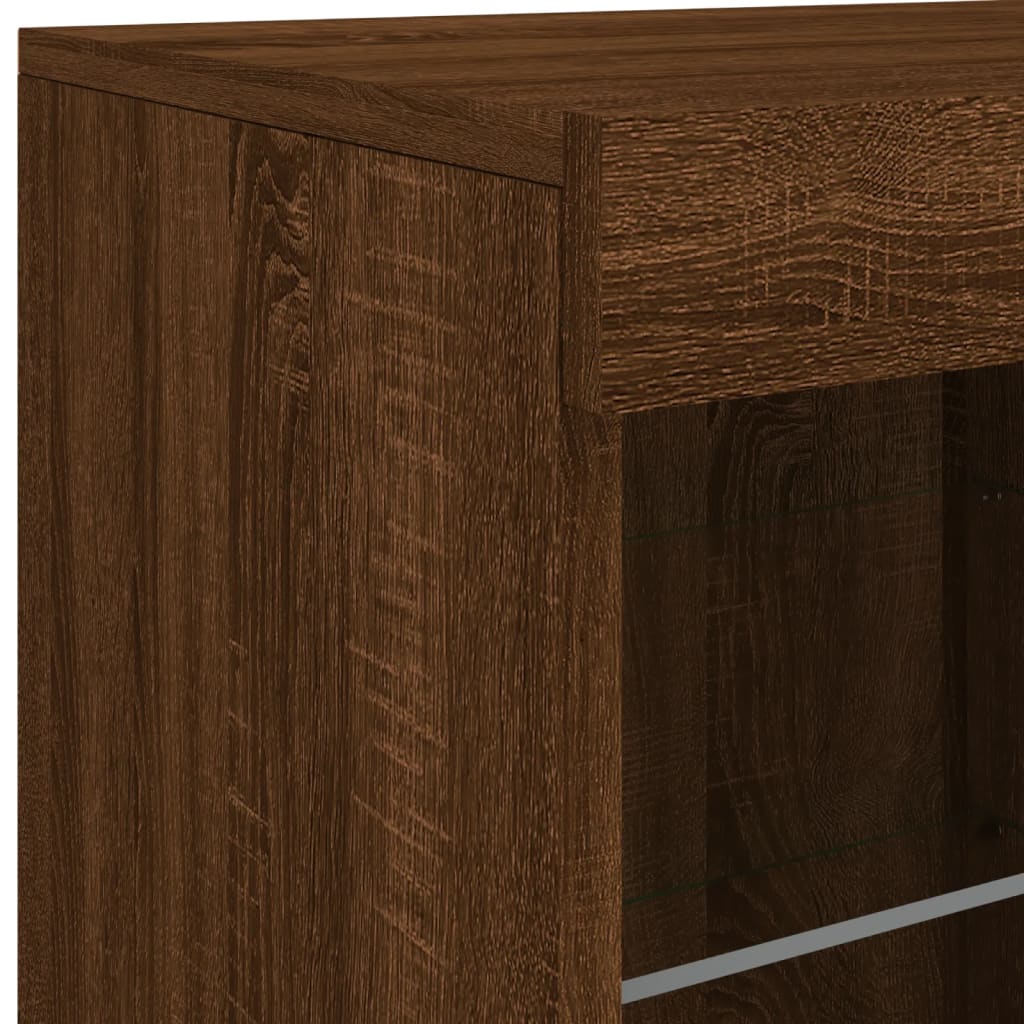 Credenza con Luci LED Rovere Marrone 81x37x67 cm