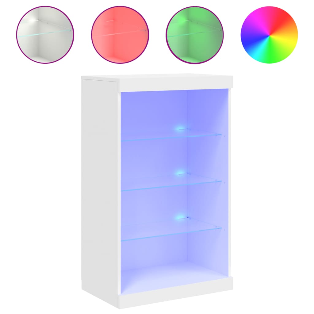 Credenza con Luci LED Bianca 60,5x37x100 cm - homemem39