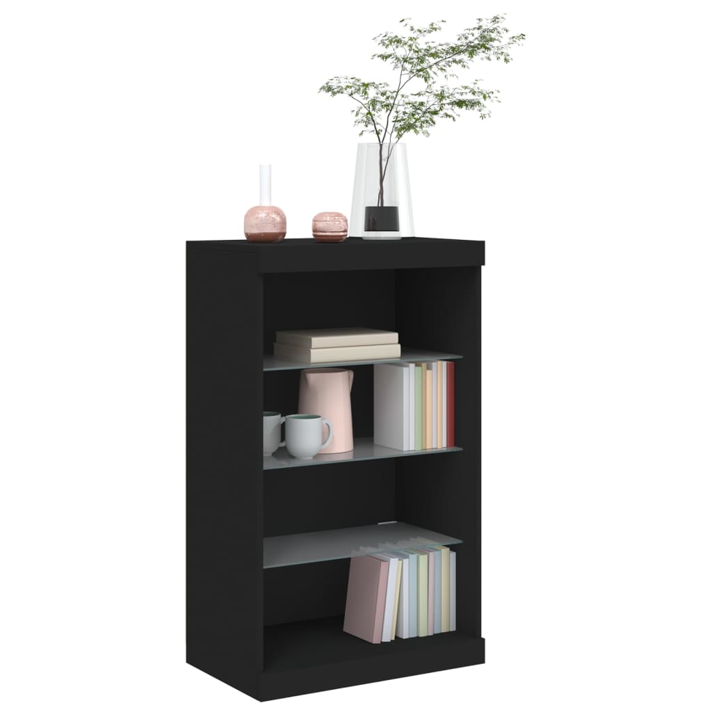 Credenza con Luci LED Nera 60,5x37x100 cm - homemem39