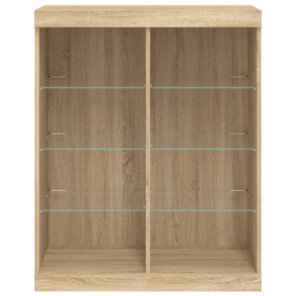 Credenza con Luci LED Rovere Sonoma 81x37x100 cm