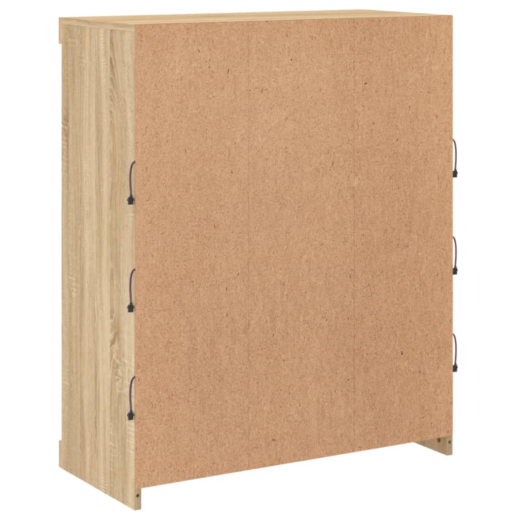 Credenza con Luci LED Rovere Sonoma 81x37x100 cm