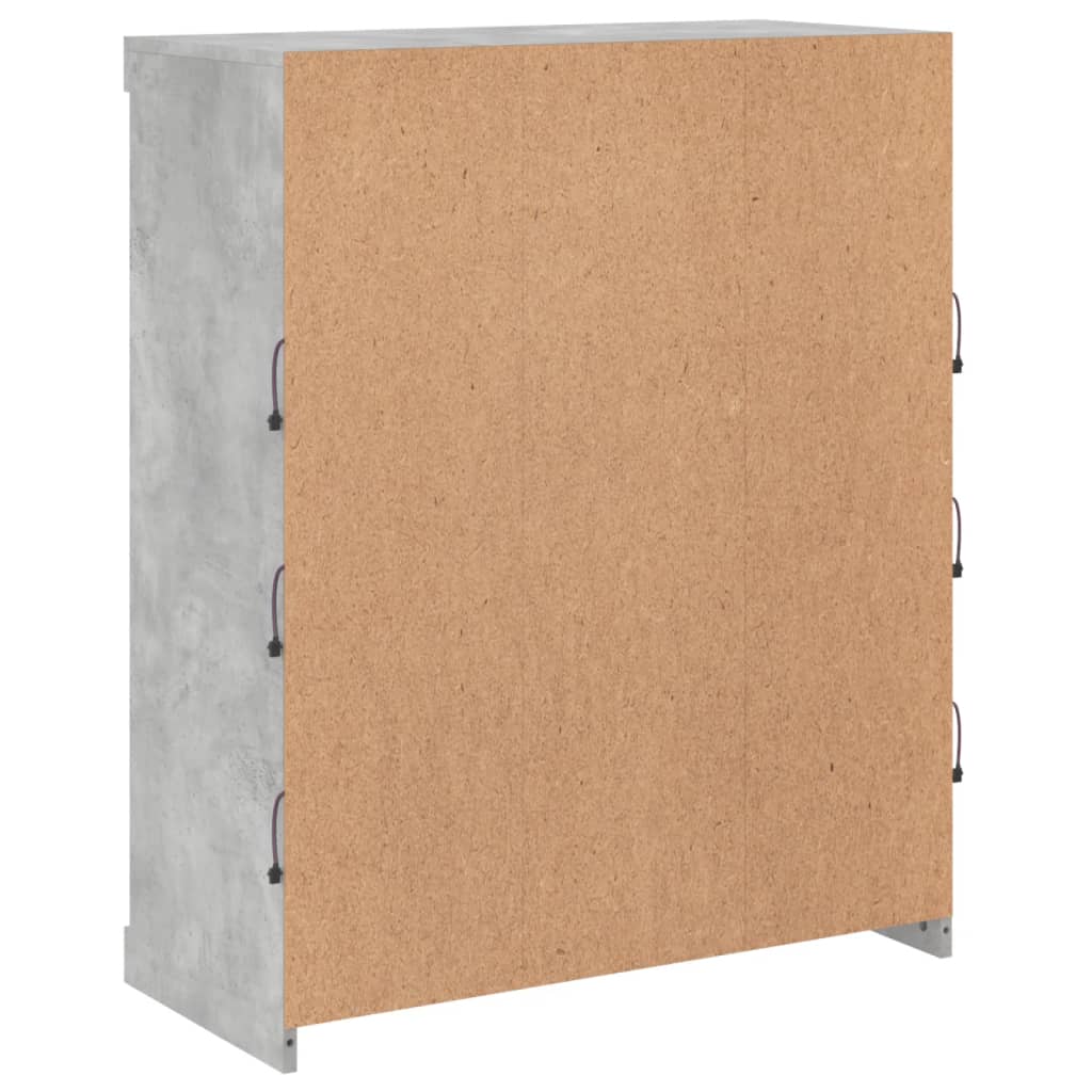 Credenza con Luci LED Grigio Cemento 81x37x100 cm