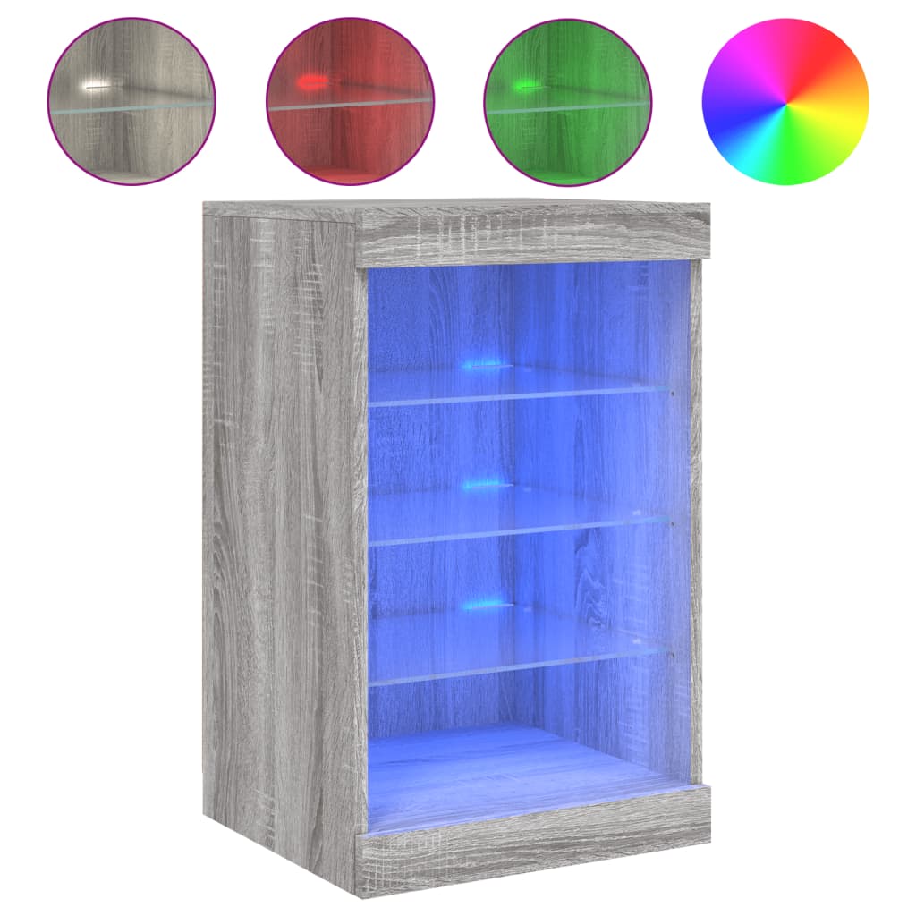 Credenza con Luci LED Grigio Sonoma 41x37x67 cm - homemem39