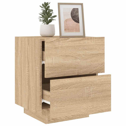 Comodino con Luci LED Rovere Sonoma in Legno Multistrato - homemem39