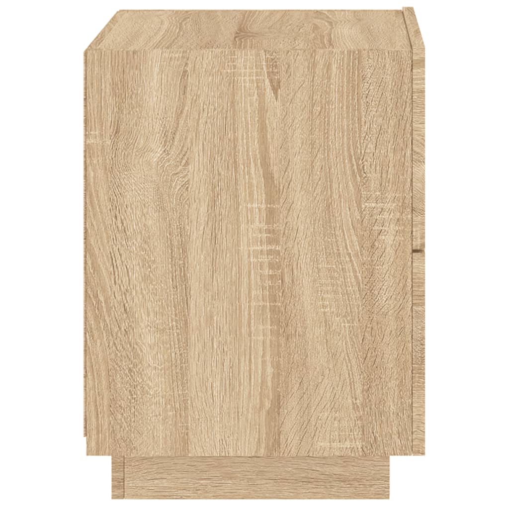 Comodino con Luci LED Rovere Sonoma in Legno Multistrato - homemem39