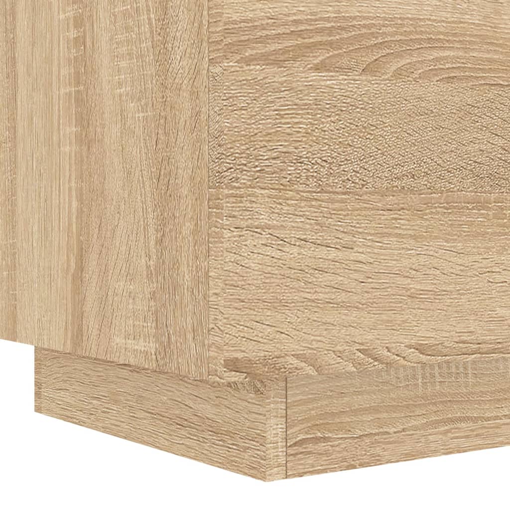 Comodino con Luci LED Rovere Sonoma in Legno Multistrato - homemem39