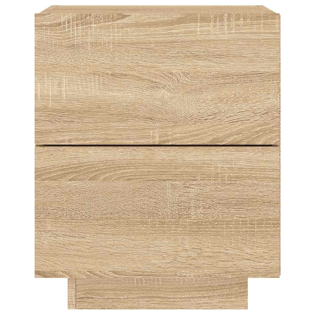 Comodini con Luci LED 2pz Rovere Sonoma in Legno Multistrato - homemem39