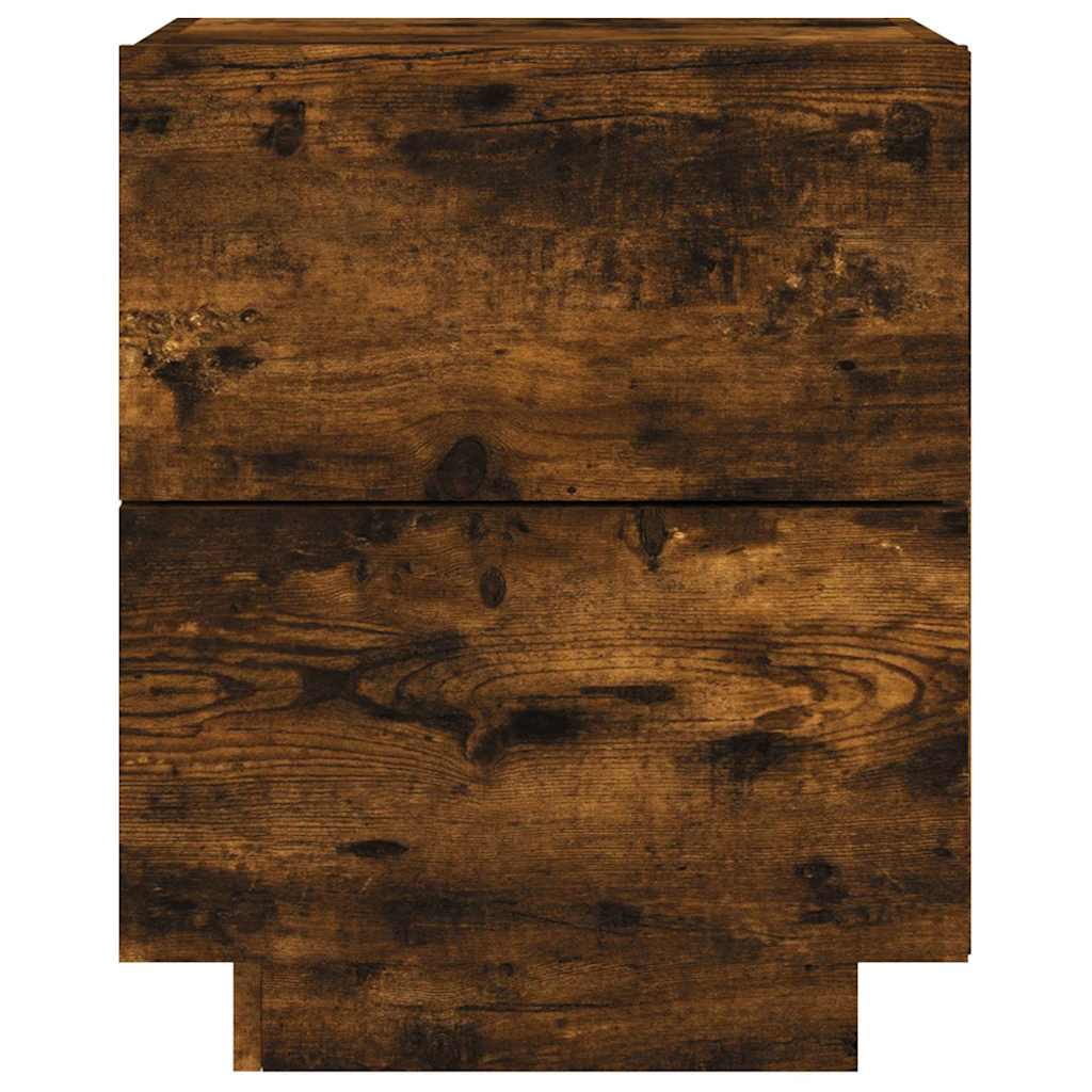 Comodino con Luci LED Rovere Fumo in Legno Multistrato - homemem39
