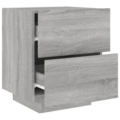 Comodino con Luci LED Grigio Sonoma in Legno Multistrato - homemem39