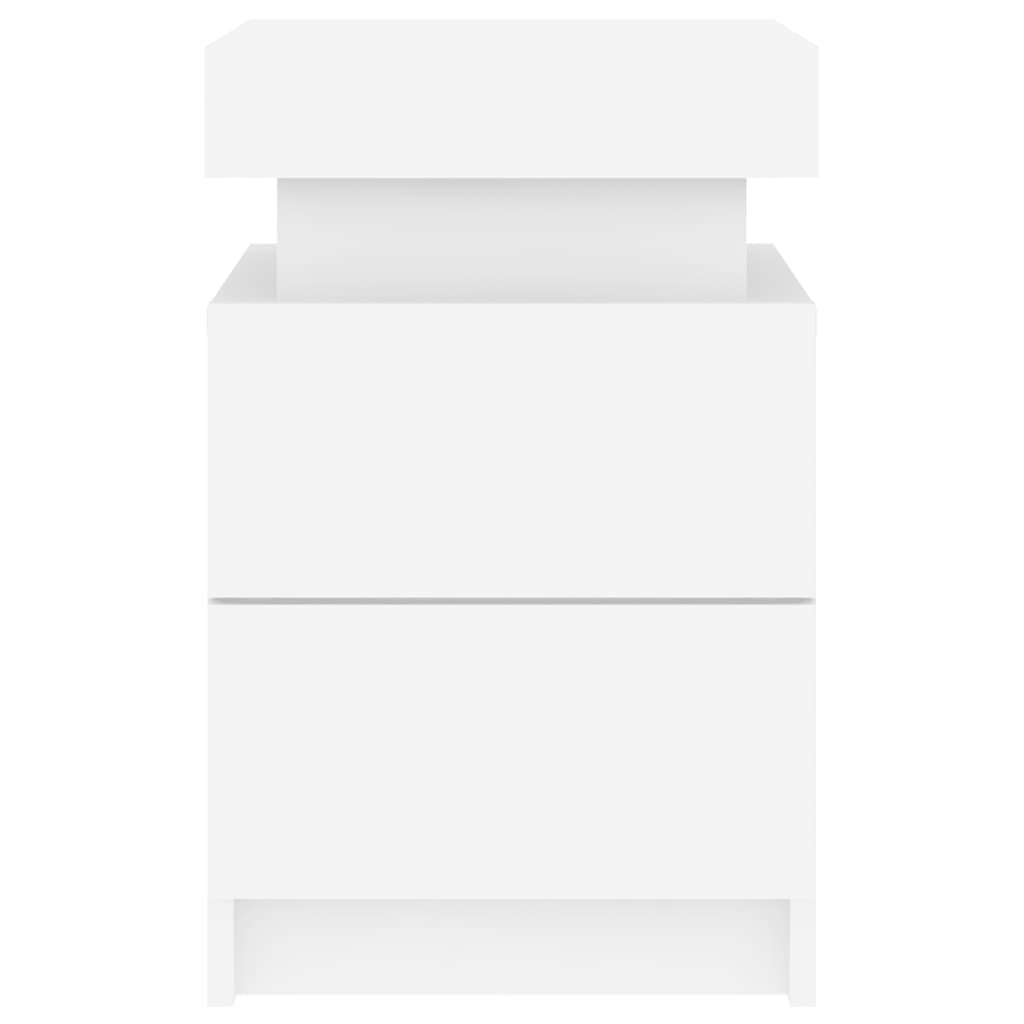 Comodini con Luci LED 2pz Bianchi 35x39x55 cm - homemem39