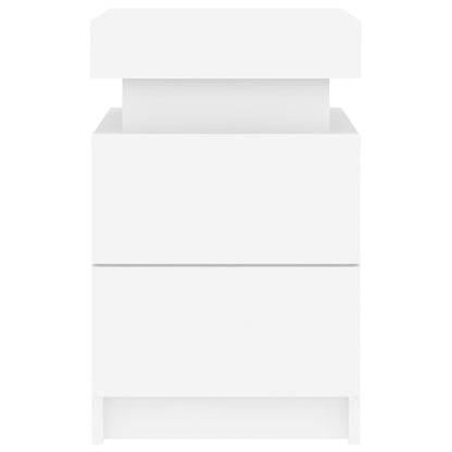 Comodini con Luci LED 2pz Bianchi 35x39x55 cm - homemem39