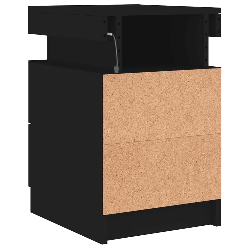 Comodino con Luci LED Nero 35x39x55 cm - homemem39