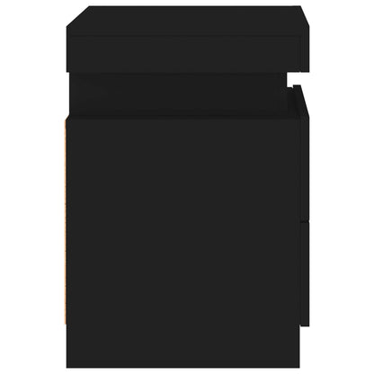 Comodini con Luci LED 2pz Neri 35x39x55 cm - homemem39