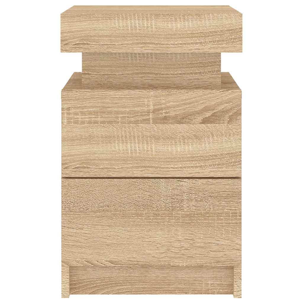 Comodini con Luci LED 2pz Rovere Sonoma 35x39x55 cm - homemem39