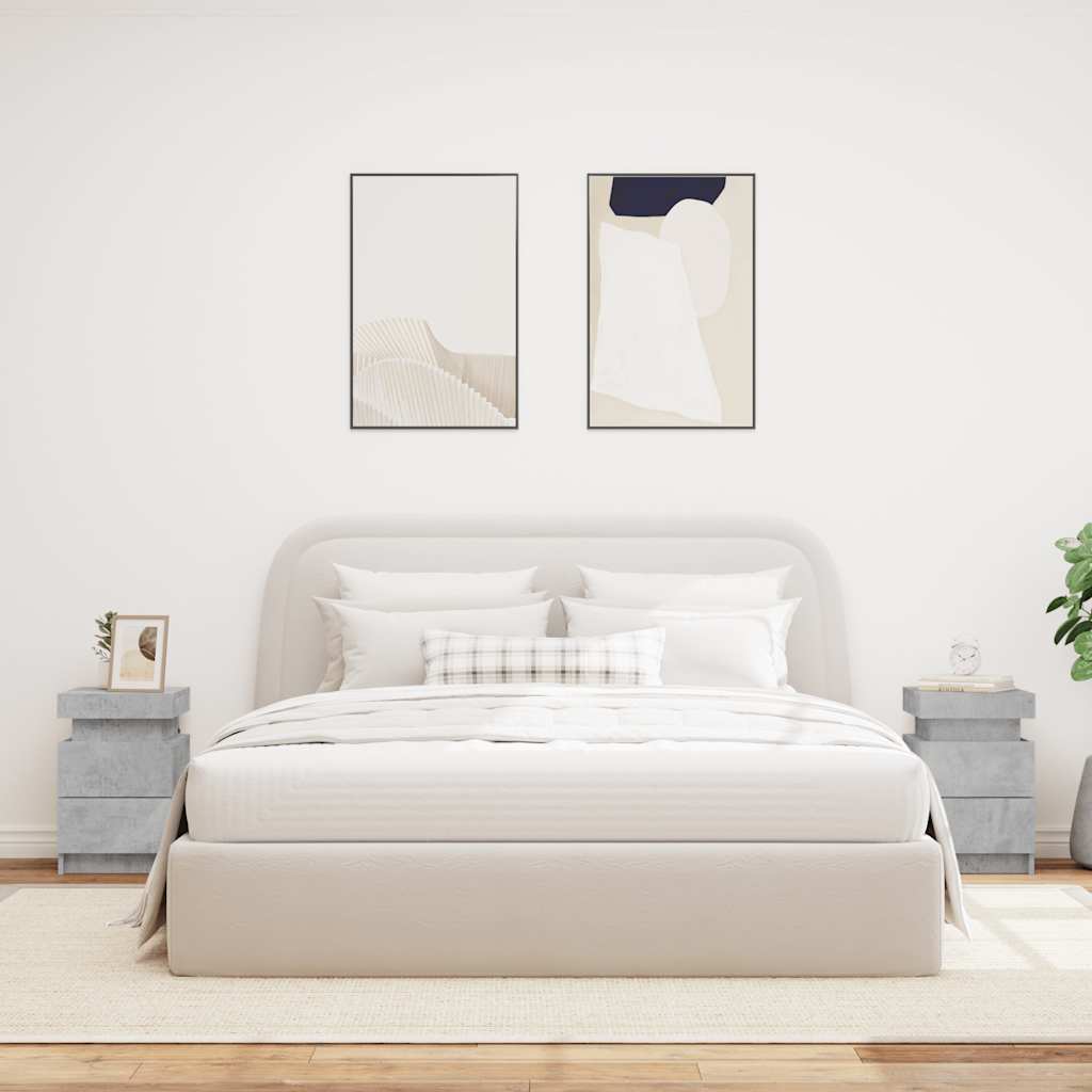 Comodini con Luci LED 2pz Grigio Cemento 35x39x55 cm - homemem39