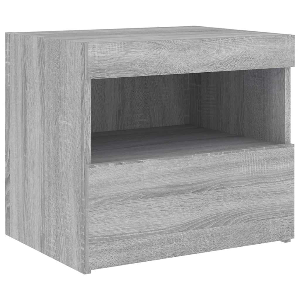 Comodino con Luci LED Grigio Sonoma 50x40x45 cm - homemem39