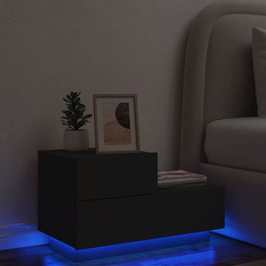 Comodino con Luci LED Nero 70x36x40,5 cm - homemem39