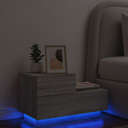 Comodino con Luci LED Grigio Sonoma 70x36x40,5 cm - homemem39