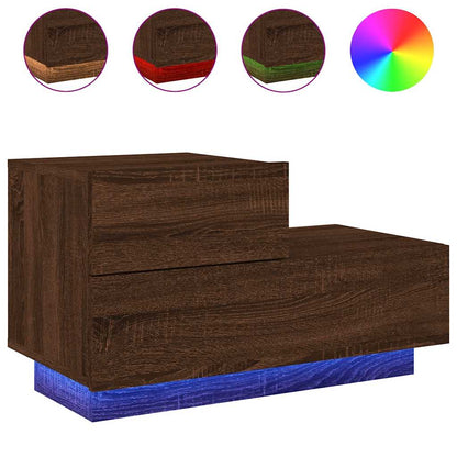 Comodino con Luci LED Rovere Marrone 70x36x40,5 cm - homemem39