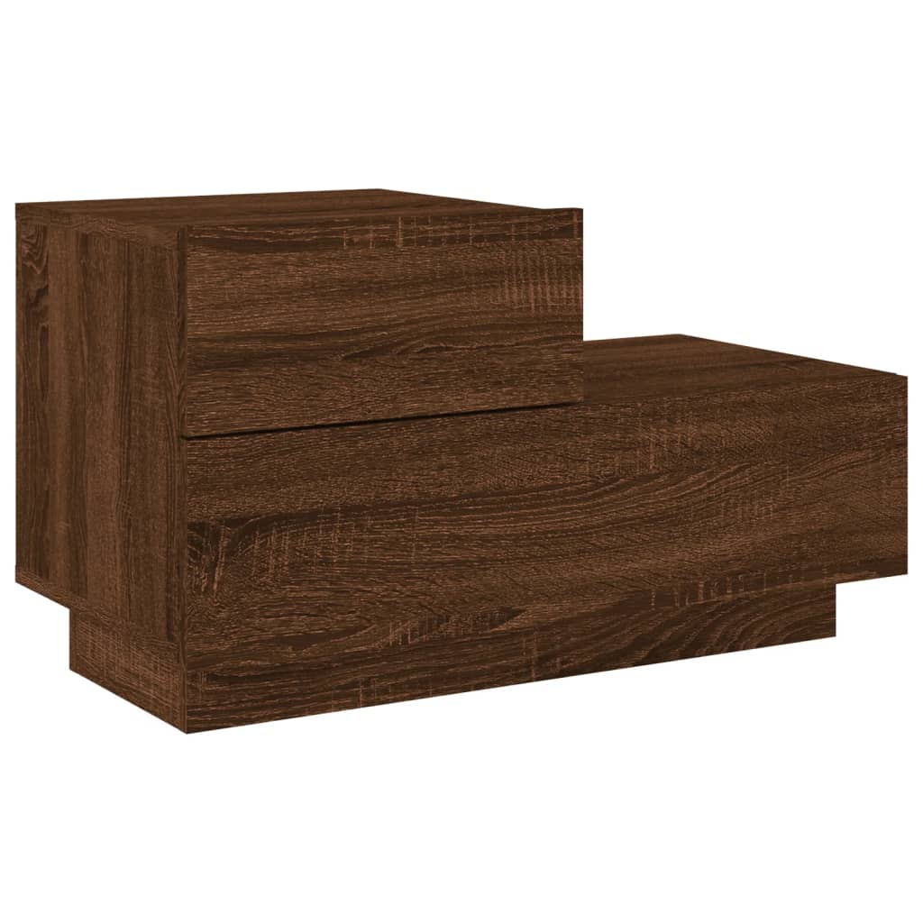 Comodino con Luci LED Rovere Marrone 70x36x40,5 cm - homemem39