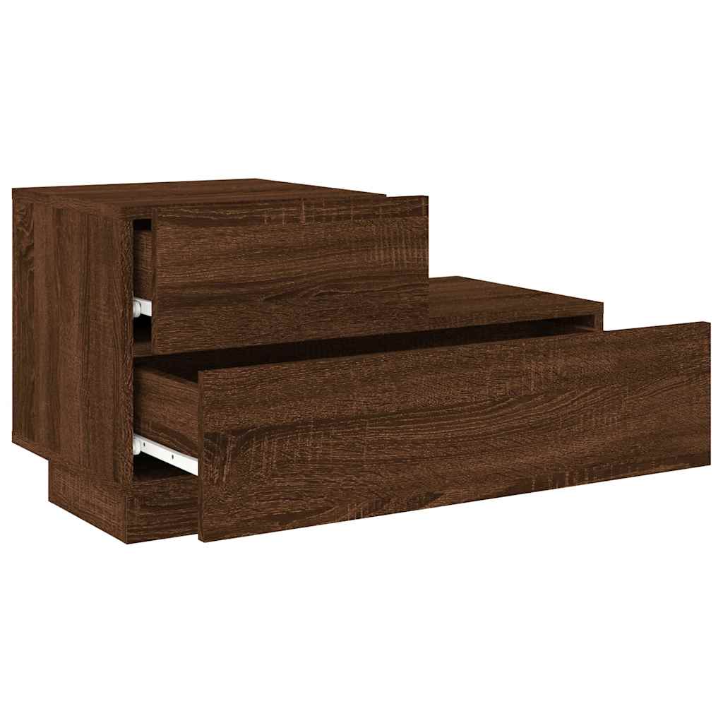 Comodino con Luci LED Rovere Marrone 70x36x40,5 cm - homemem39