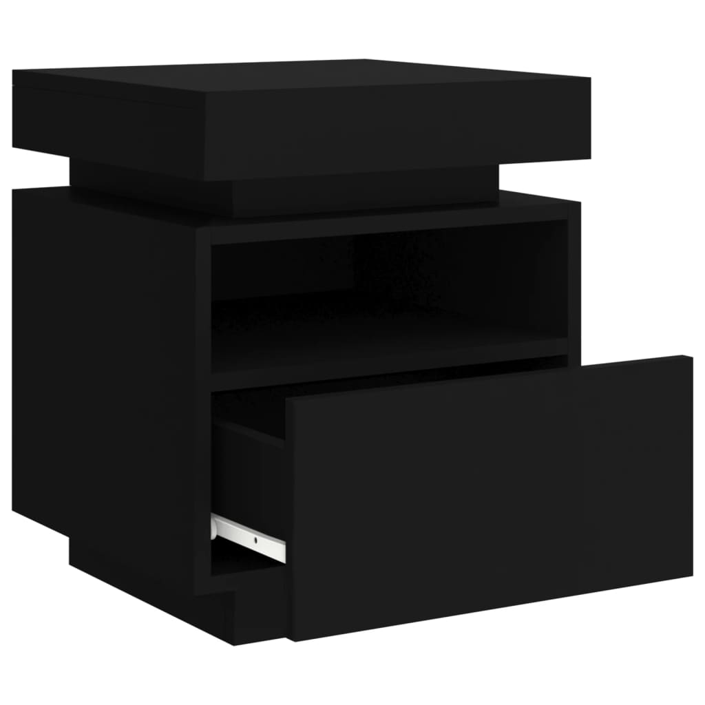 Comodino con Luci LED Nero 40x39x48,5 cm - homemem39