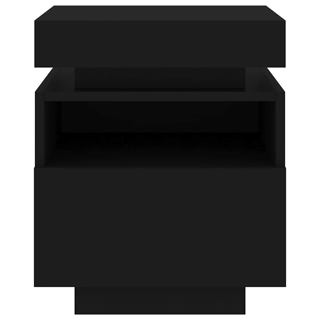 Comodini con Luci LED 2pz Neri 40x39x48,5 cm - homemem39