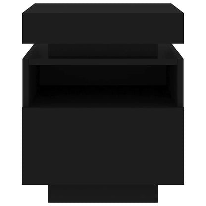 Comodini con Luci LED 2pz Neri 40x39x48,5 cm - homemem39