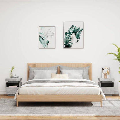 Comodini con Luci LED 2pz Grigio Cemento 40x39x48,5 cm - homemem39