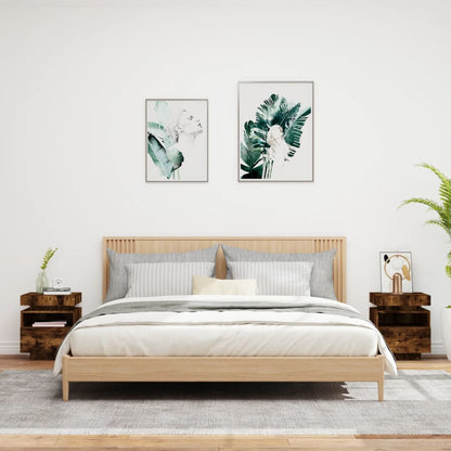 Comodini con Luci LED 2pz Rovere Fumo 40x39x48,5 cm - homemem39