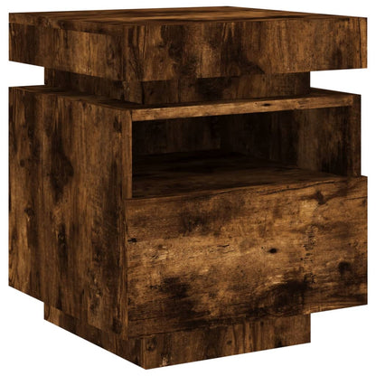 Comodini con Luci LED 2pz Rovere Fumo 40x39x48,5 cm - homemem39