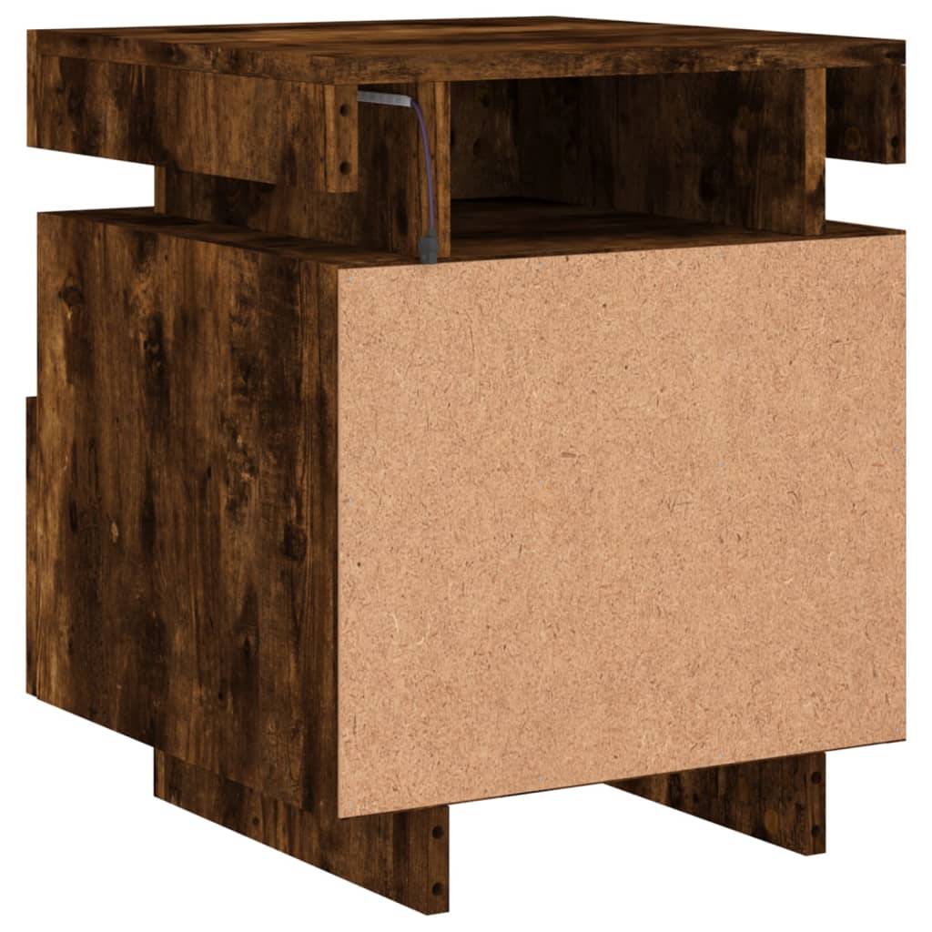 Comodini con Luci LED 2pz Rovere Fumo 40x39x48,5 cm - homemem39