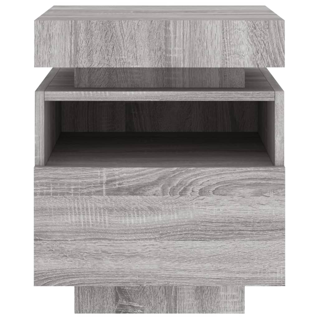 Comodino con Luci LED Grigio Sonoma 40x39x48,5 cm - homemem39