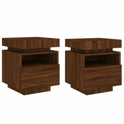 Comodini con Luci LED 2pz Rovere Marrone 40x39x48,5 cm - homemem39