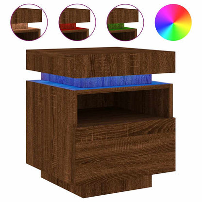 Comodini con Luci LED 2pz Rovere Marrone 40x39x48,5 cm - homemem39