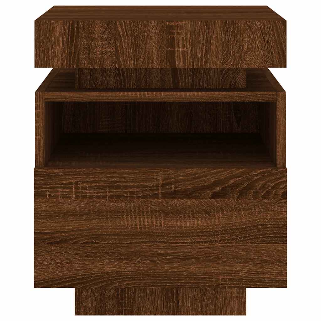 Comodini con Luci LED 2pz Rovere Marrone 40x39x48,5 cm - homemem39