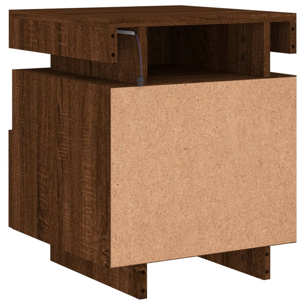 Comodini con Luci LED 2pz Rovere Marrone 40x39x48,5 cm - homemem39
